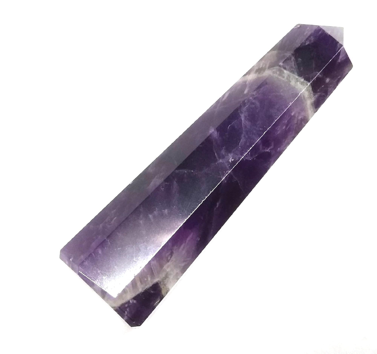 WholesaleGemShop 3 Inch (70 mm) Gemstones Amethyst Chevron Obelisk Tower Jumbo Facet Aura Rock Crystal Natural Polished Earth Wand Spirit