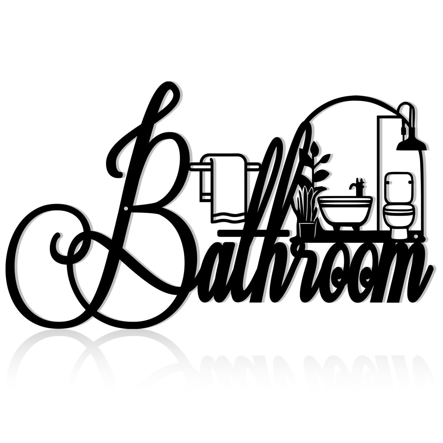 Black Metal Bathroom Wall Decor, Farmhouse Funny Bathroom Sign for Modern Home Hanging Decorations, Metal Bath Art （15 X 8.6in）