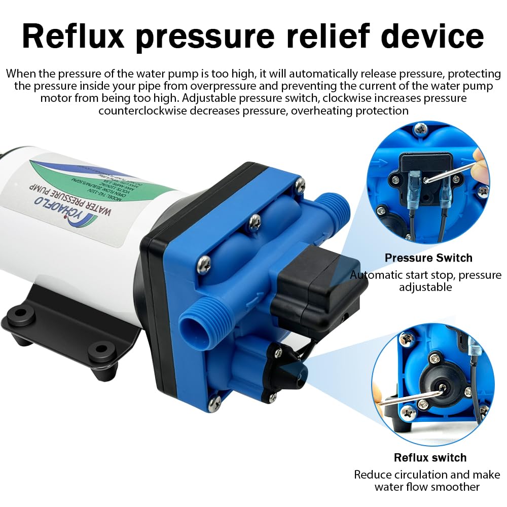 110V AC electric high-pressure self-priming diaphragm pump, Equipped with pressure switch，5.5GPM, 70Psi, for RV Marine Yacht Lawn Garden
