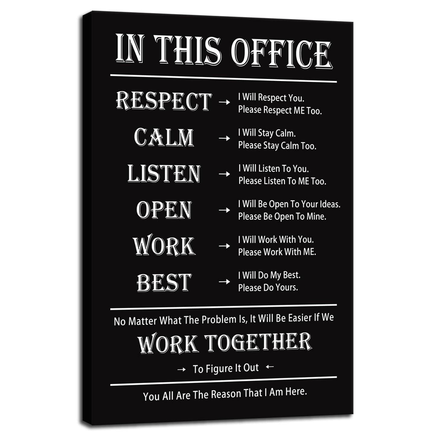Motivational Canvas Wall Art for Office Wall Decor Inspirational Teamwork Theme Painting Posters In This Office Canvas Prints Artwork Framed Wall Art for Bedroom Modern Company Decor[12''W x 18''H]
