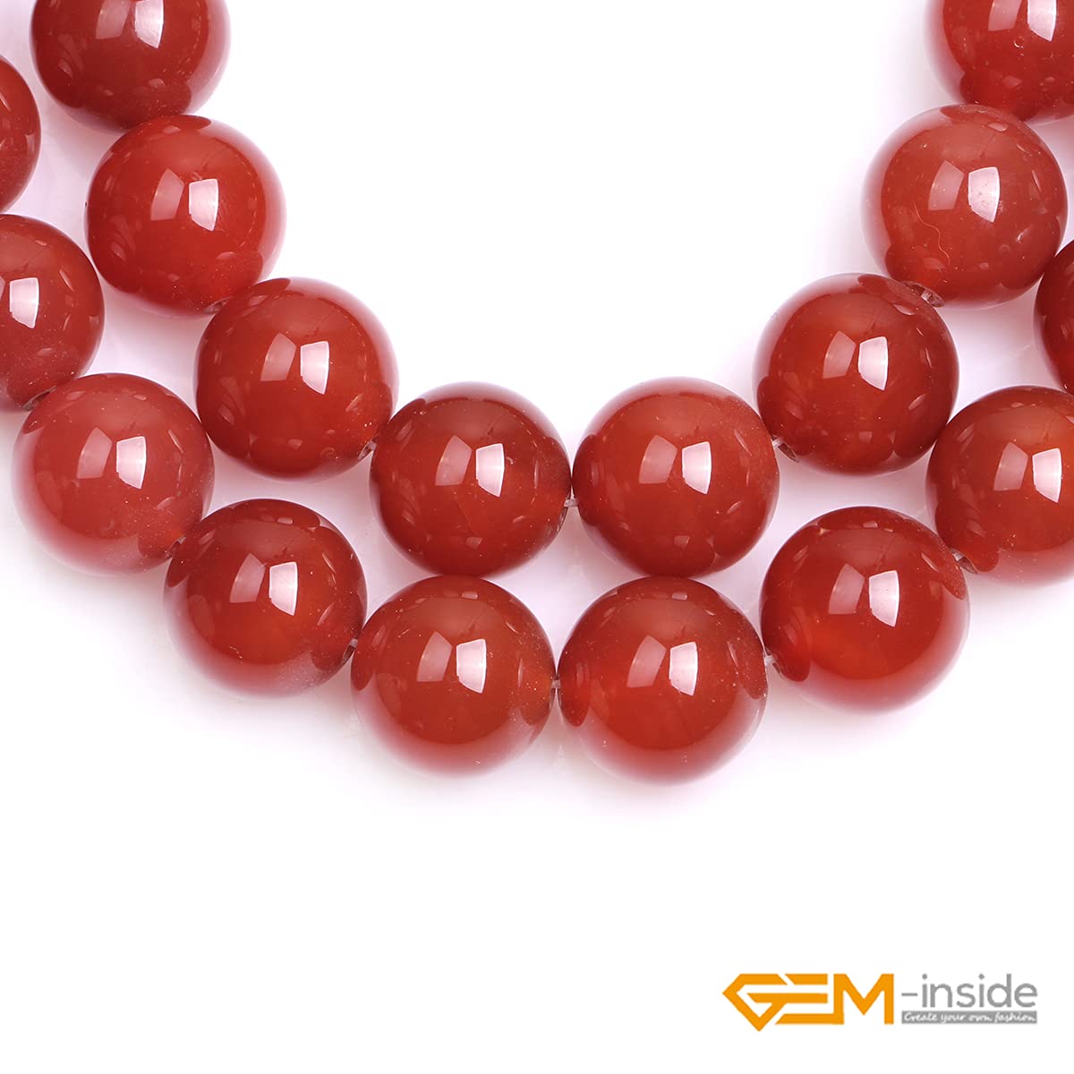 GEM-Inside Natural 18mm Carnelian Red Agate Round Gemstone Loose Beads Crystal Energy Stone for Jewelry Making 15 Inches