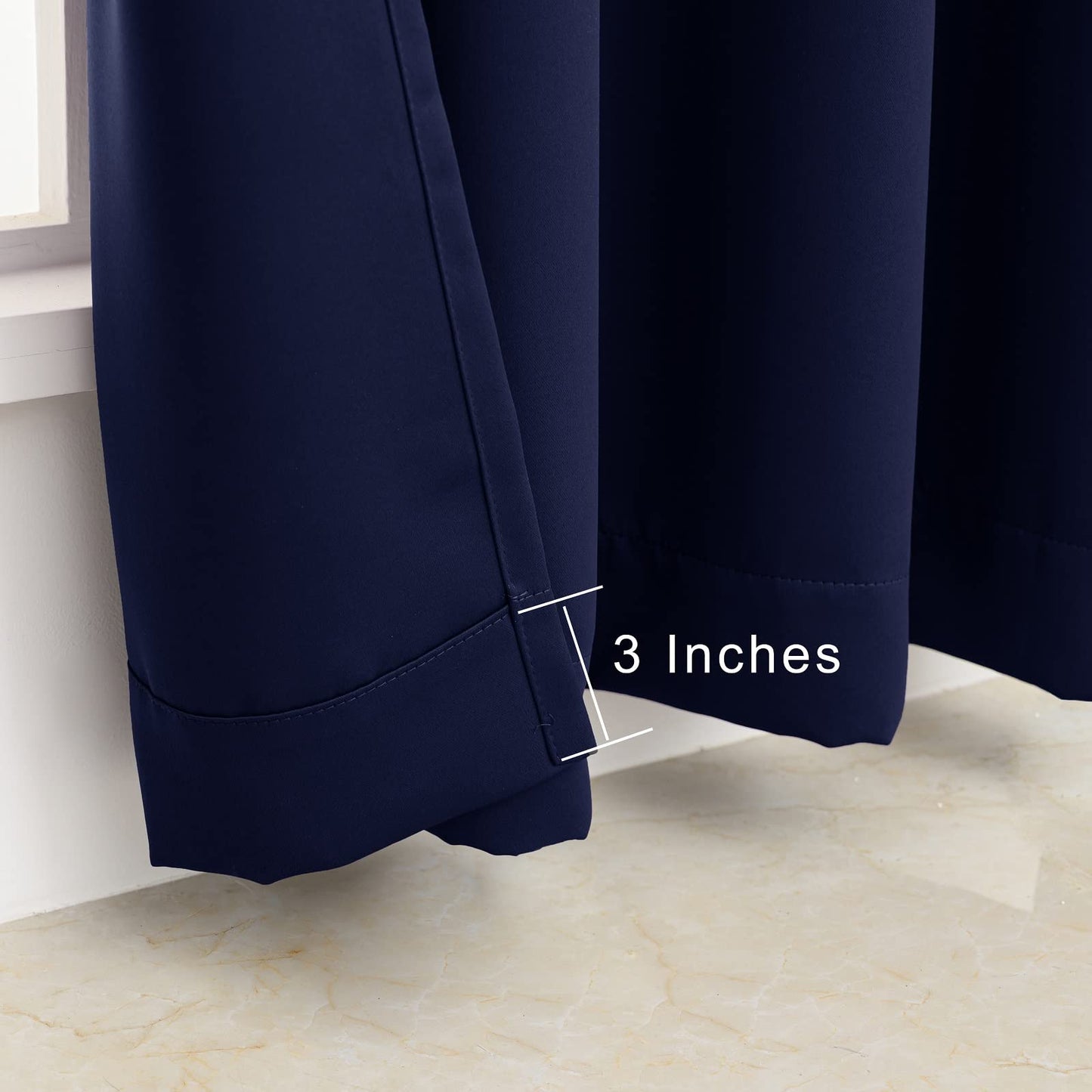 Pickluc Deep Navy Blackout Curtains 96 Inch Length 2 Panel Set, Solid Grommet Drapes for Bedroom or Living Room, Light Blocking and Thermal Insulated, 52W x 96L