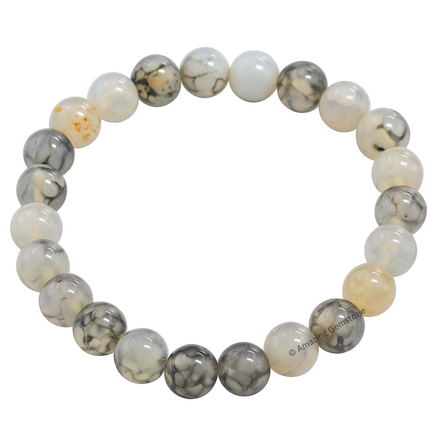 Amazing Gemstone Crystal Bracelet for Women Men's Gifts - Protection Healing Crystal Bracelet - 8mm Gemstone Beaded Stretchable Bracelet Pulseras Para Hombres Mujer Stocking Stuffers Mothers Day Gift (Dragon Vein Agate)
