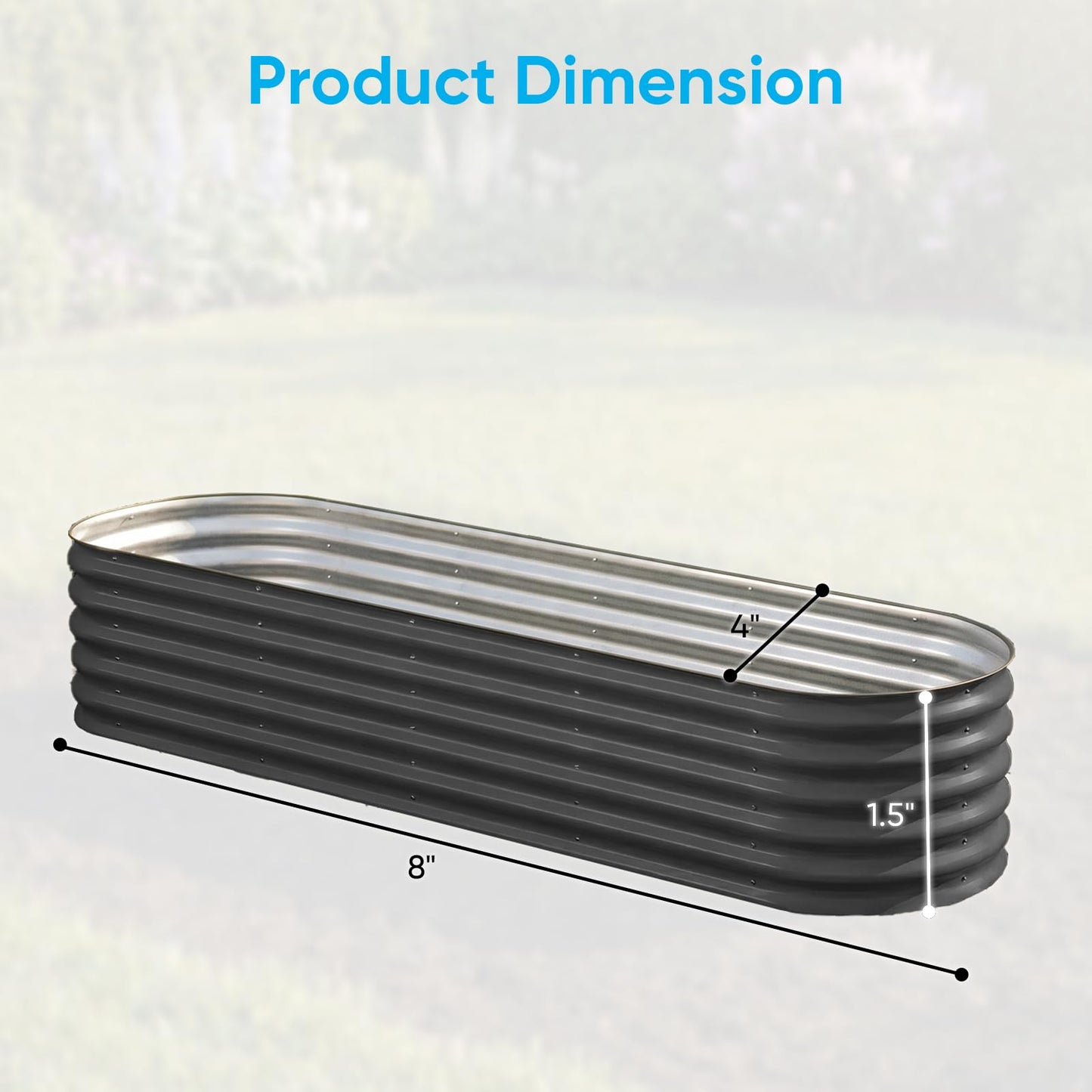 TABU Galvanized Raised Garden Bed Outdoor, 8x4x1.5 Ft Metal Planter Box with Anti-Cutting Edge, Rust-Resistant Garden Bed Kit for Outdoor Gardening, for Vegetables, Flowers, Herbs, Grey