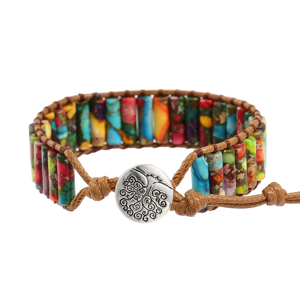 Plumiss Handmade Imperial Jasper Vegan Wrap Bracelets for Women Men