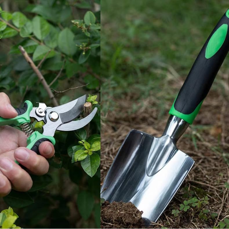 Gardening Tools Set, Gardening Tools, 7 Piece Set Heavy Duty Gardening Hand Tools, Outdoor Garden Hand Tools with Non Slip Rubber Grips. with Handbag.