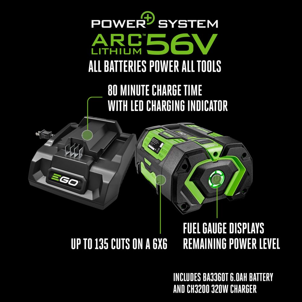 EGO POWER+ Chain Saw, 20” Battery Powered Chainsaw, Electric Cordless, Includes 56V 6.0Ah Battery and Charger – CS2005