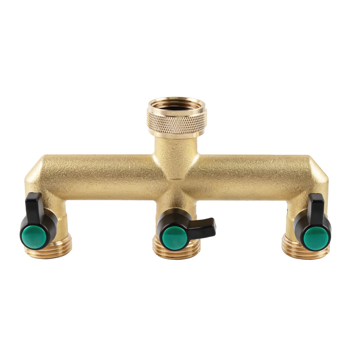 Hose Splitter, 3 Way Heavy Duty Brass Garden Hose Splitter, Outdoor Faucet Splitter, for 3/4" Hose Connector, Hose Spigot Adapter with 3 Individual ON/Off Valves