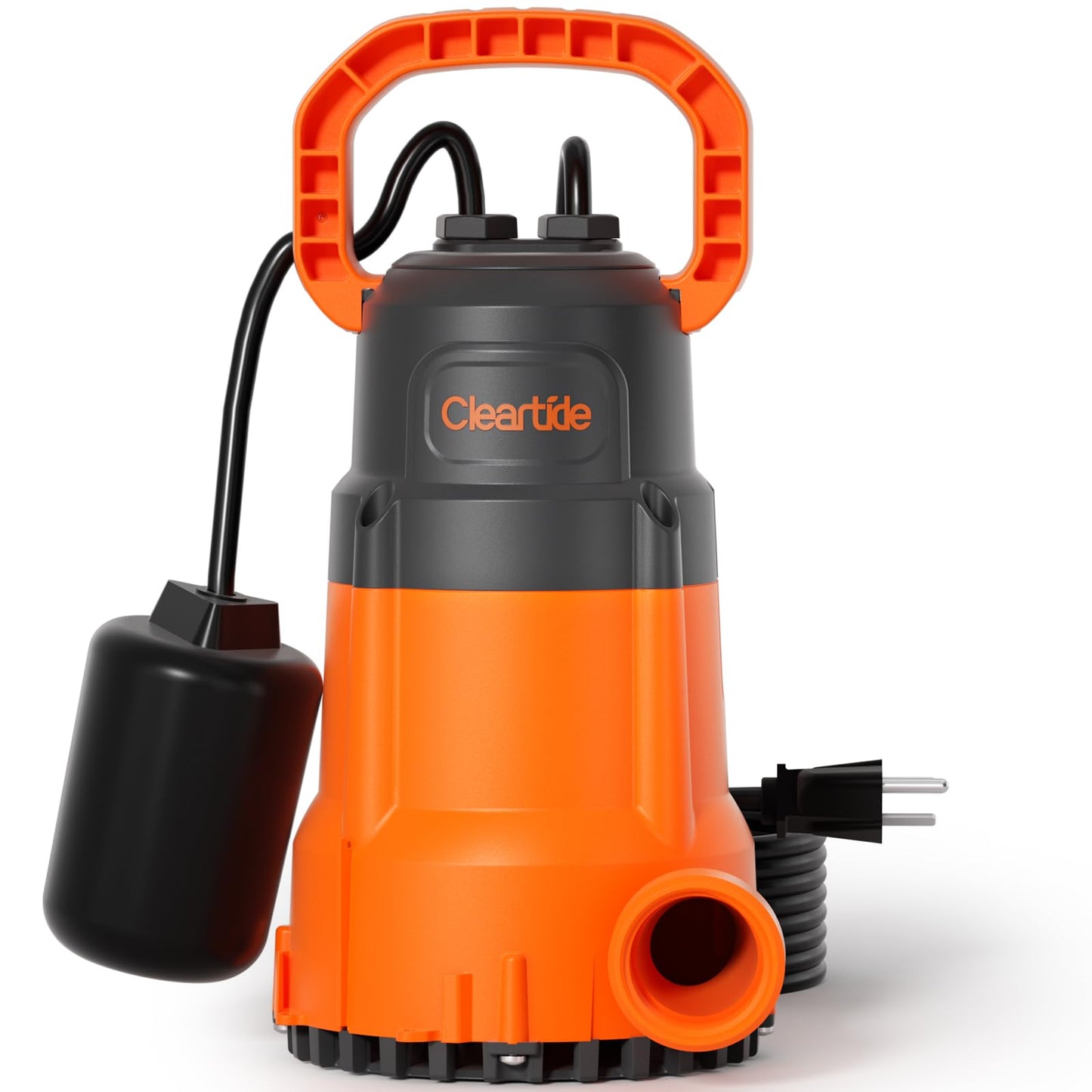 Cleartide Submersible Sump Pump with Tethered Float Switch, 1/2 HP Utility Water Pump, Electric Drain Pump Handles 3/8" Solids, 10 FT Cord