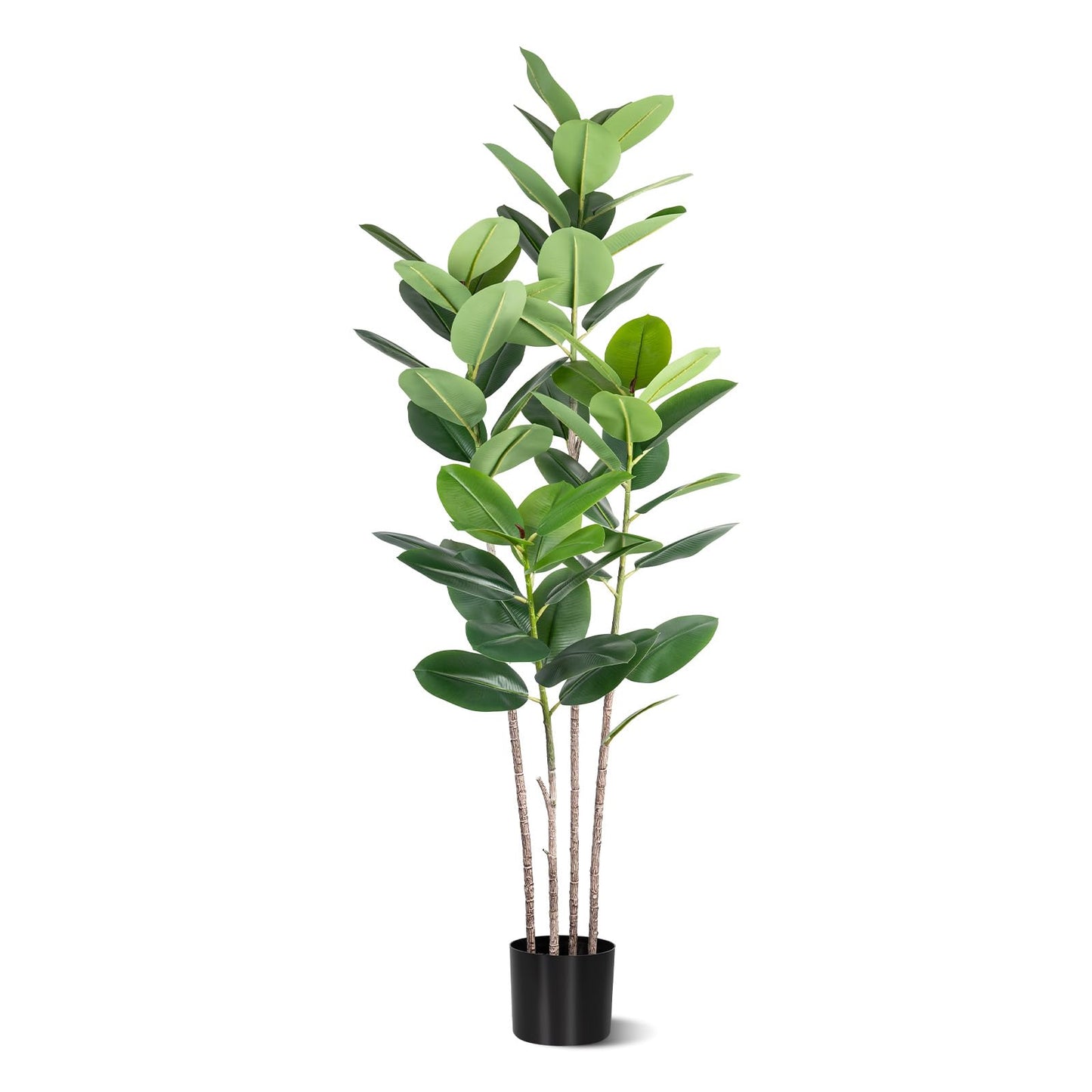 Artificial Rubber Tree 5FT Tall Faux Ficus Tree with Potted Fake Tropical Plant Decorative House Plants Large Floor Plants Artificial Trees for Home
