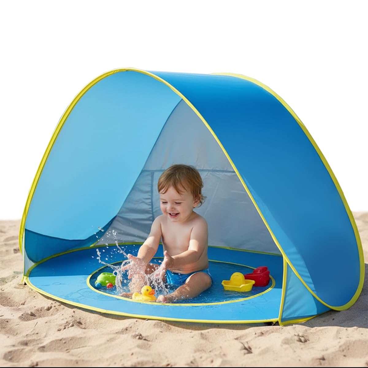 Baby Beach Tent with Pool, Pop Up Beach Tent Sun Shade for Infant Toddlers, Portable UV Protection Shade with Carry Bag for Outdoor Travel, Camping