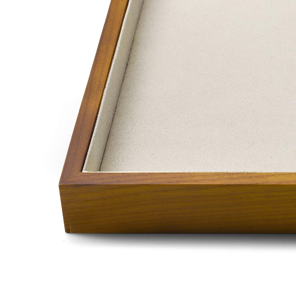 Oirlv Wood Flat Jewelry Tray Stackable Jewelry Drawer Organizer Showcase Jewelry Holder (Creamy-white flat tray)
