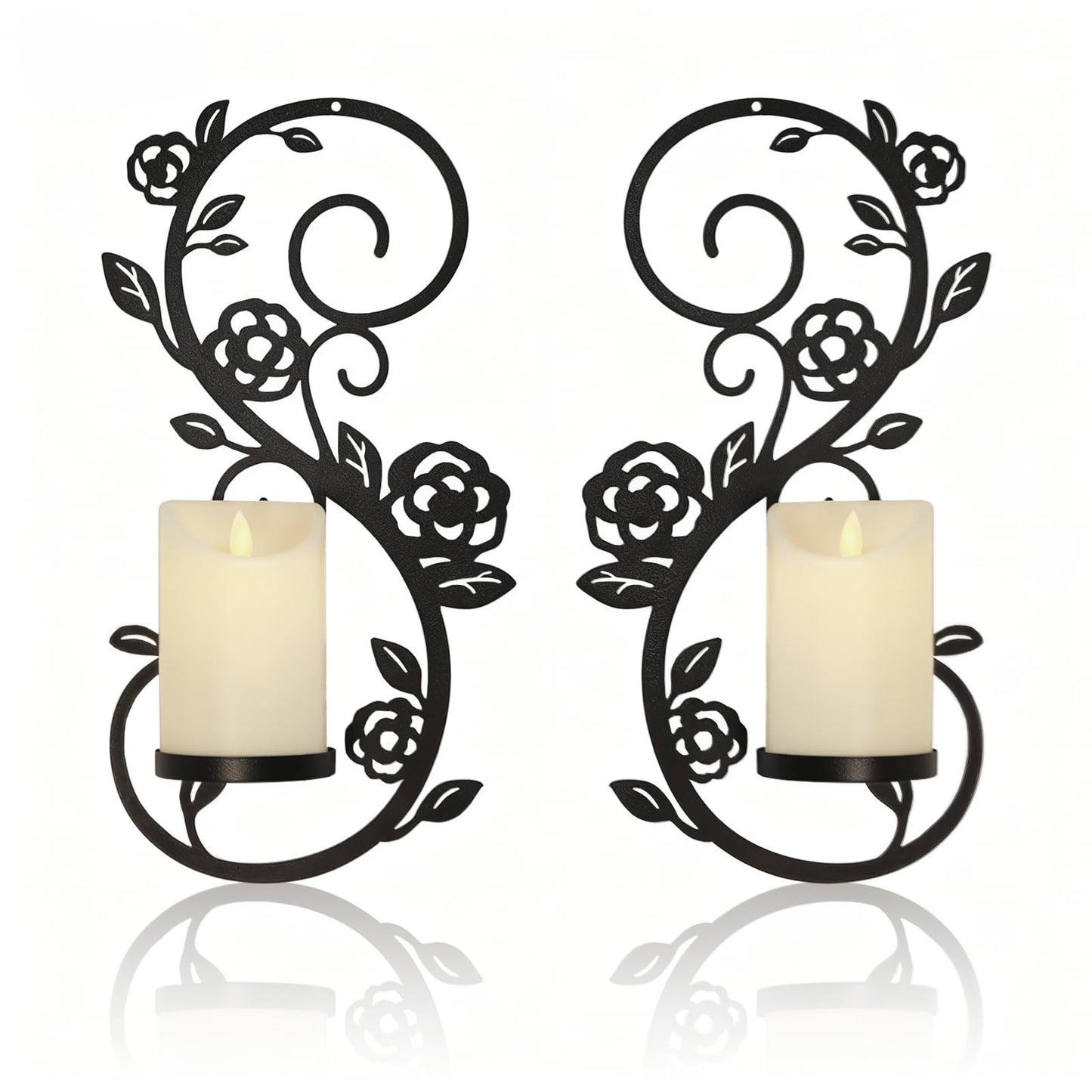 OYEFLY 2 Pcs Wall Sconces Candle Holder (Black)