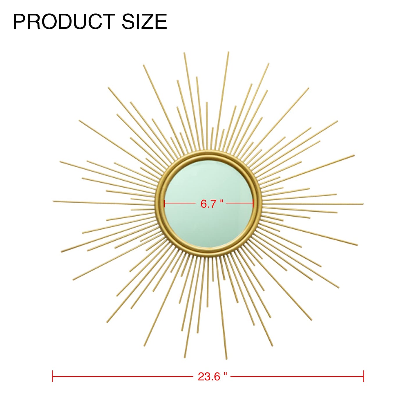 MAIKAILUN 24'' Gold Sunburst Wall Mirror Boho Home Decor Mordern Round Hanging Wall Art for Living Room/Bedroom/Bathroom/Entryway