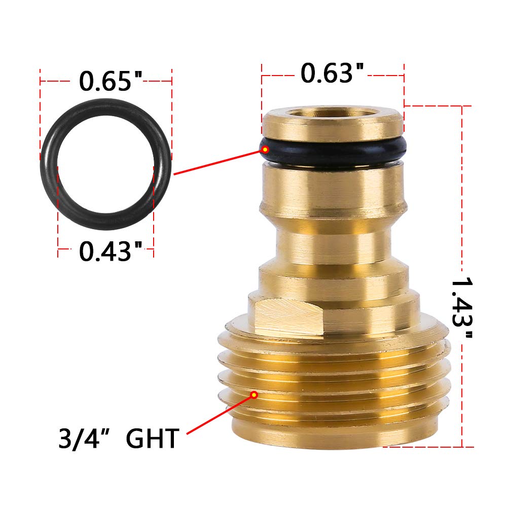 HQMPC Garden Hose Quick Connect Solid Brass Quick Connector Garden Hose Fitting Water Hose Connectors 3/4 inch GHT (3 SETS)