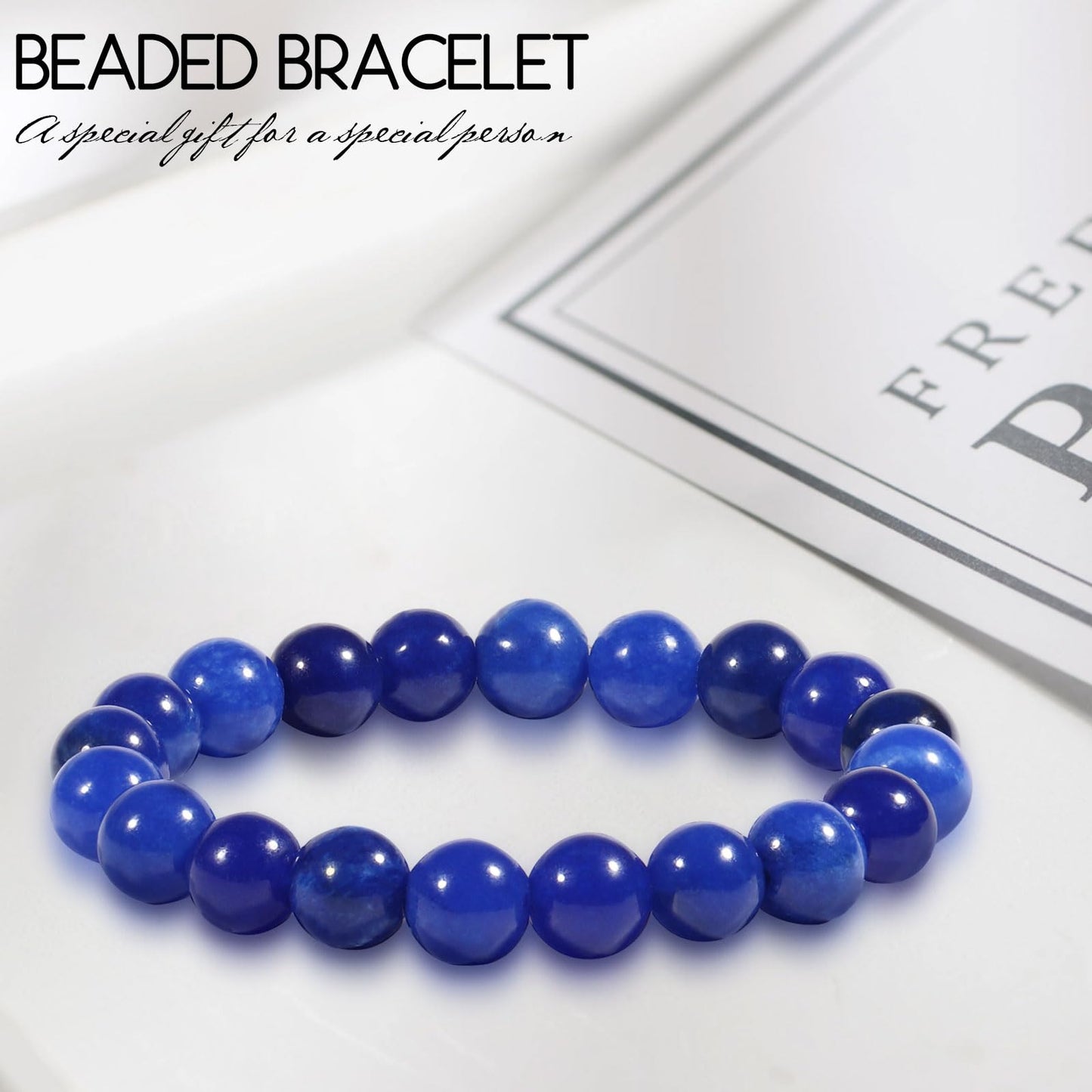 RUIQLXHANG Natural Stretch Lapis Lazuli Bracelet 10mm Healing Crystal Beads Bracelet for Women Men Energy Quartz Chakra Jewelry Meditation Emotion Control Stress & Anxiety Relief Bracelet