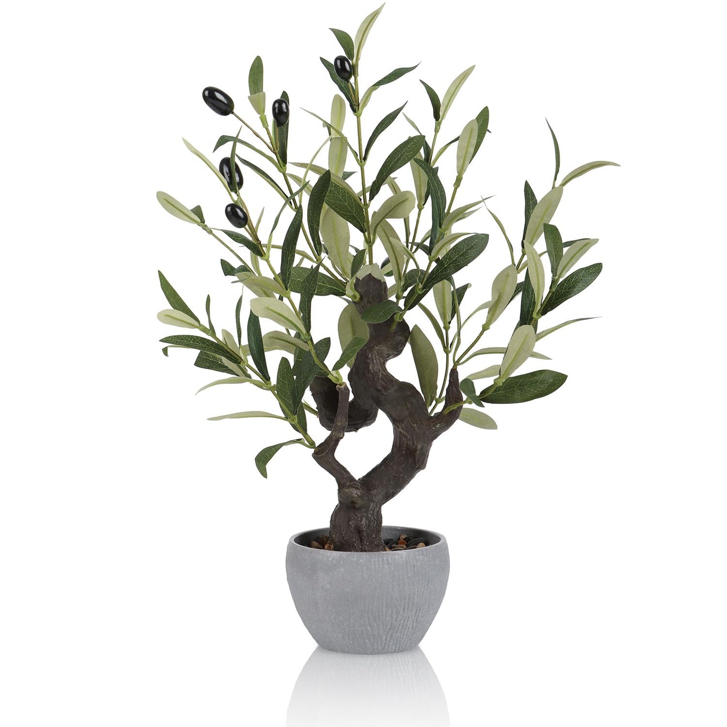 TOARTi Artificial Olive Tree Potted Plant with Stone Pot, 19" Tall Japanese Bonsai Tree Faux Plants Desk Plant, Realistic Greenery Decor for for Home Bedroom Bathroom Office Desk