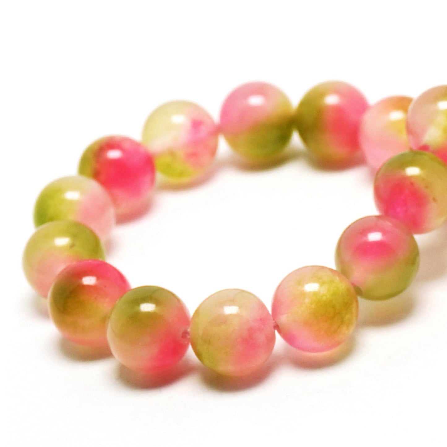 DIQIO Jade Stone Beads for Jewelry Making - 6mm Gemstone Round Loose Beads for Bracelets(58-60pcs, Pink Cloudy Jade)