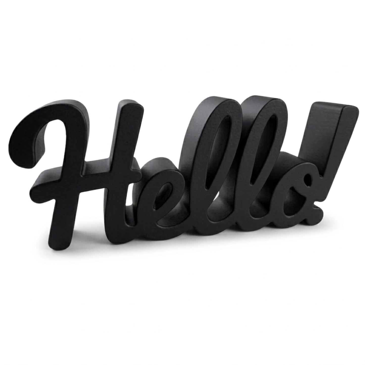 Hello Sign - Made in USA Modern Welcome Sign for Front Door Wreath & Entryway Shelf Decor - Bold Script Lettering for Home Accents & Tiered Tray Display, Matte Finish, 9.5 x 4 in"