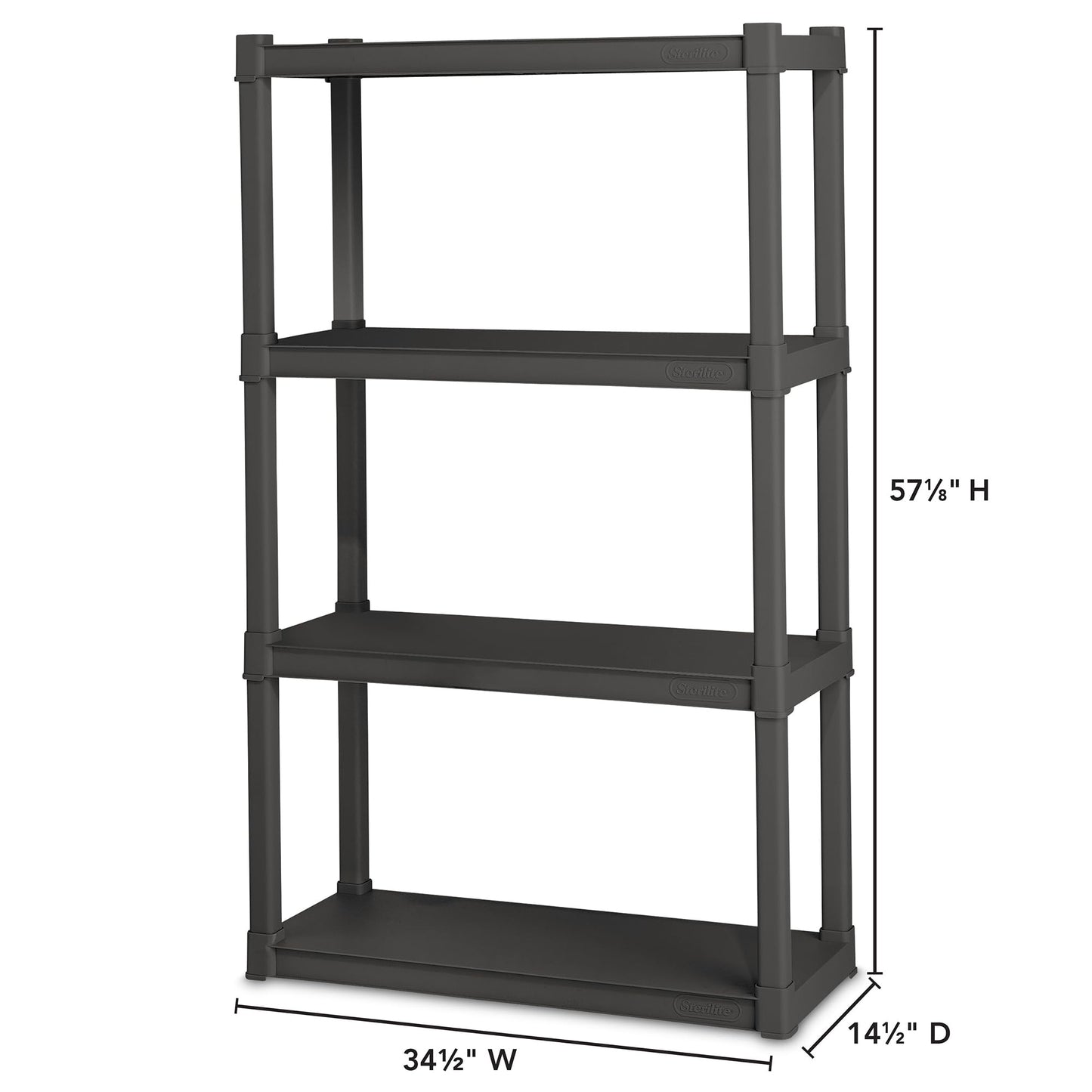 Sterilite 4 Shelf Unit, Heavy-Duty Shelving Storage and Utility Rack - Standing Plastic Organizer Shelves for Kitchen, Bathroom, and Garage