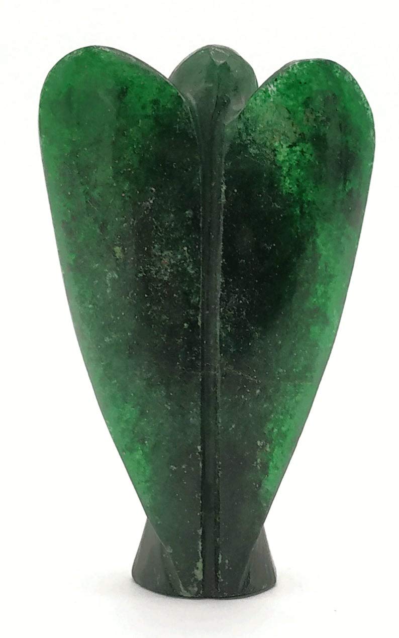 Green Aventurine (Dark) Crystal Guardian Angel Figurines Ornament for Healing Birthstone, Decoration Statue (Hand Carved Pocket Gemstone Angel) (1.5 inch)