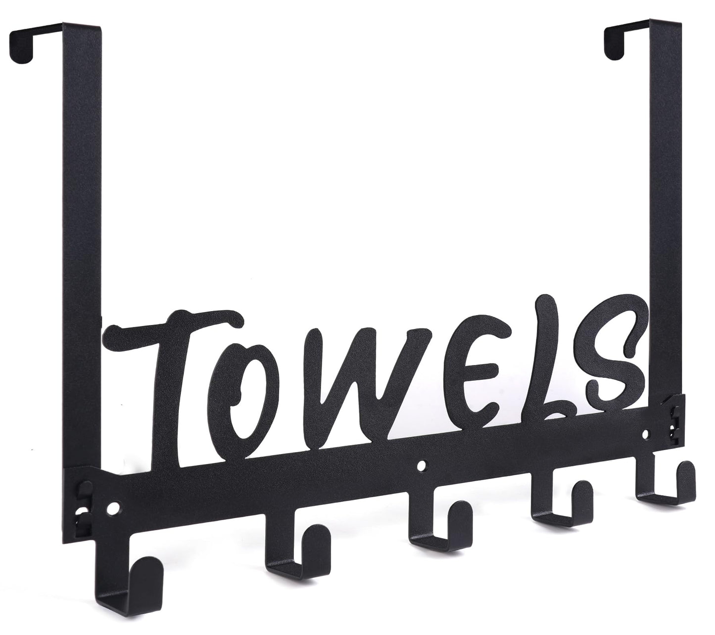 Gohiuo Over The Door Hook, Towel Holder Towel Hook for Bathroom, Towel Hanger Door Rack with 5 Coat Hooks, Over The Door Hanger Towel Rack for Bathroom, Bedroom Towels Coats, Black