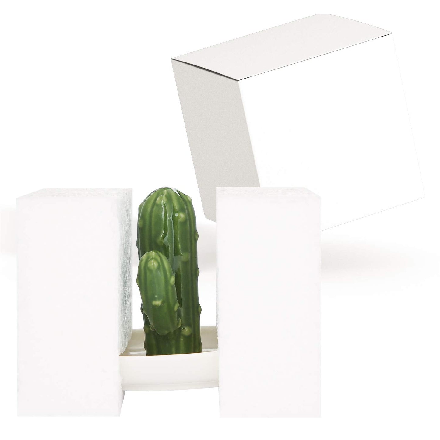 AUTODECO Ceramic Ring Holder Handmade Trinket Dish for Rings Earrings Necklace Organizer Display Great Birthday for Women Green Cactus
