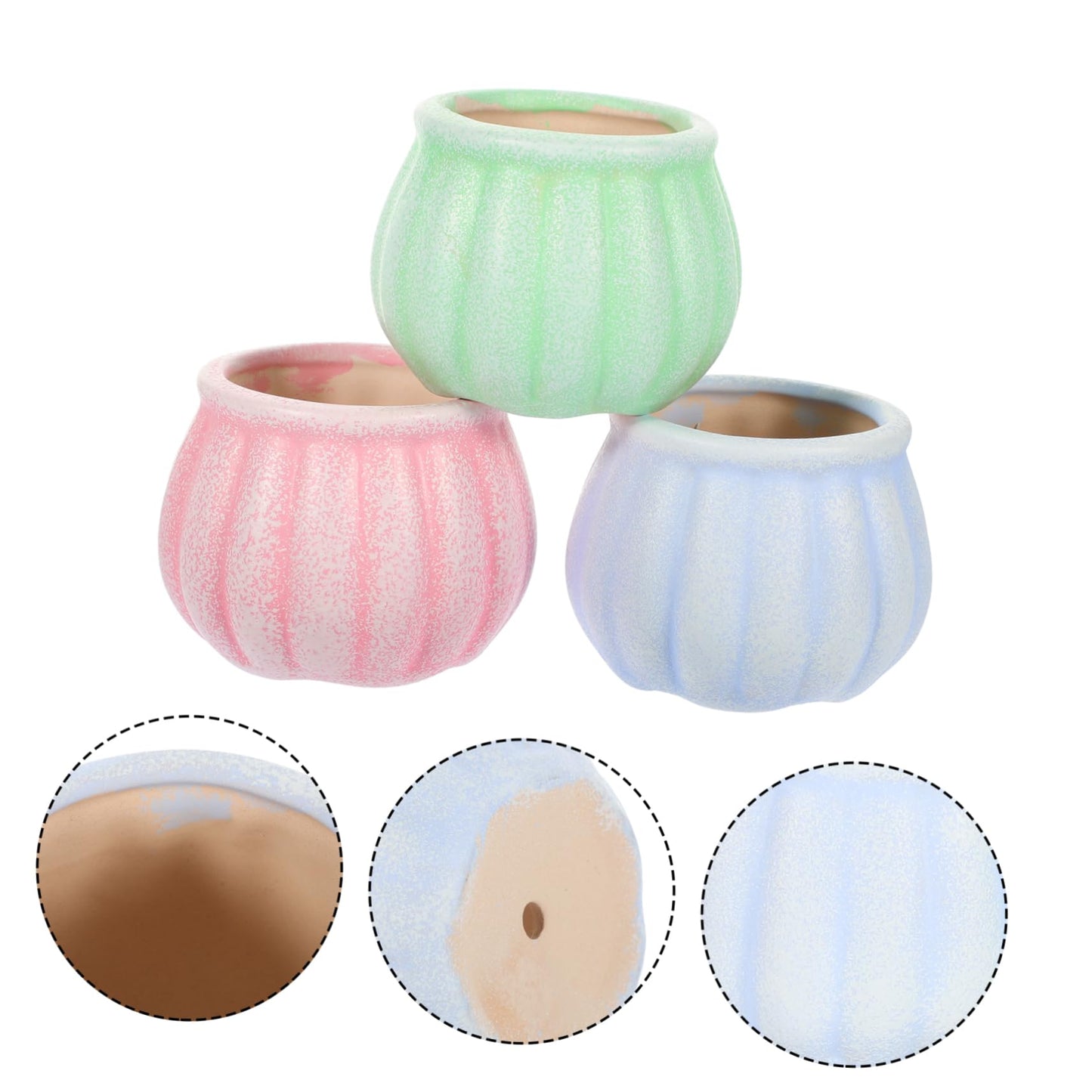 ORFOFE 3Pcs Ceramic Succulent Flower Pots Creative Desktop Decor Stylish Plant Planters for Home Gardening for Plant Lovers