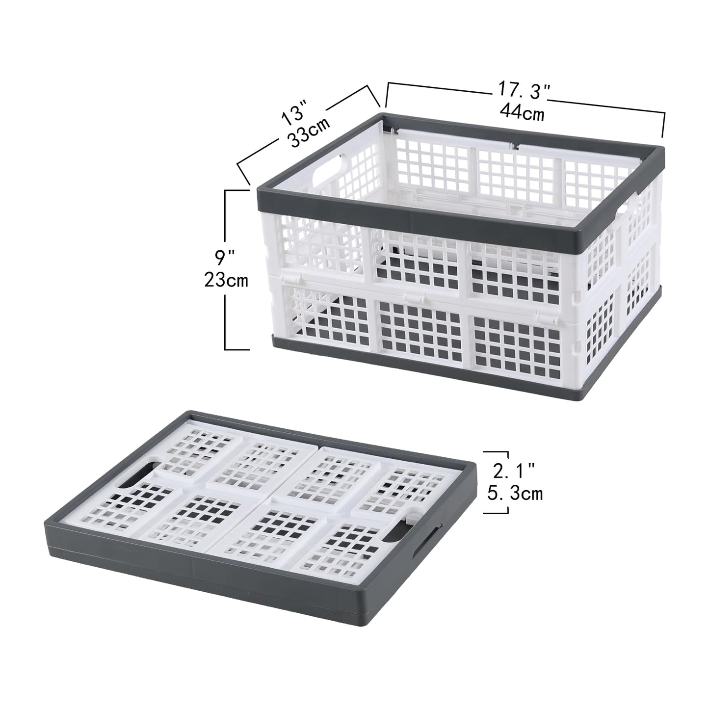 Rosebloom 34 L Plastic Folding Crate, Collapsible Storage Crates, 4 Packs