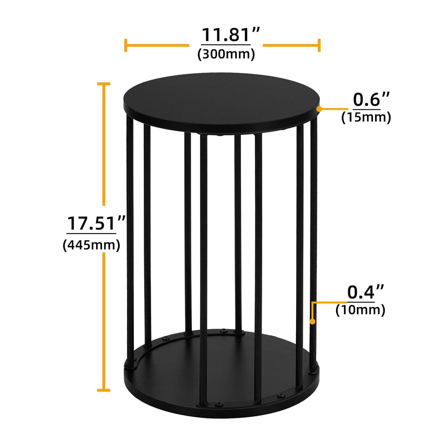 Leinade Plant Stand Indoor,small plant stool,Flower Pot Corner stand holder,Mid Century Heavy Duty Metal Tall Home Decor,Modern Round End Table,Small Rustic Display Stand for Living Room,Bedroom(Black,18In)