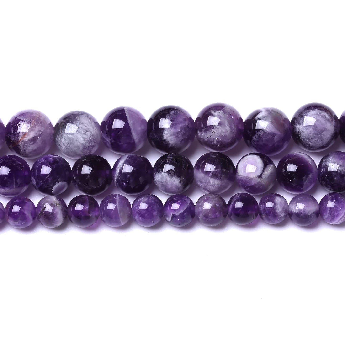 45PCS 8MM Beads Natural Purple Dream Lace Amethysts Stone Round Loose Beads Gemstones for Jewelry Making DIY 15Inches