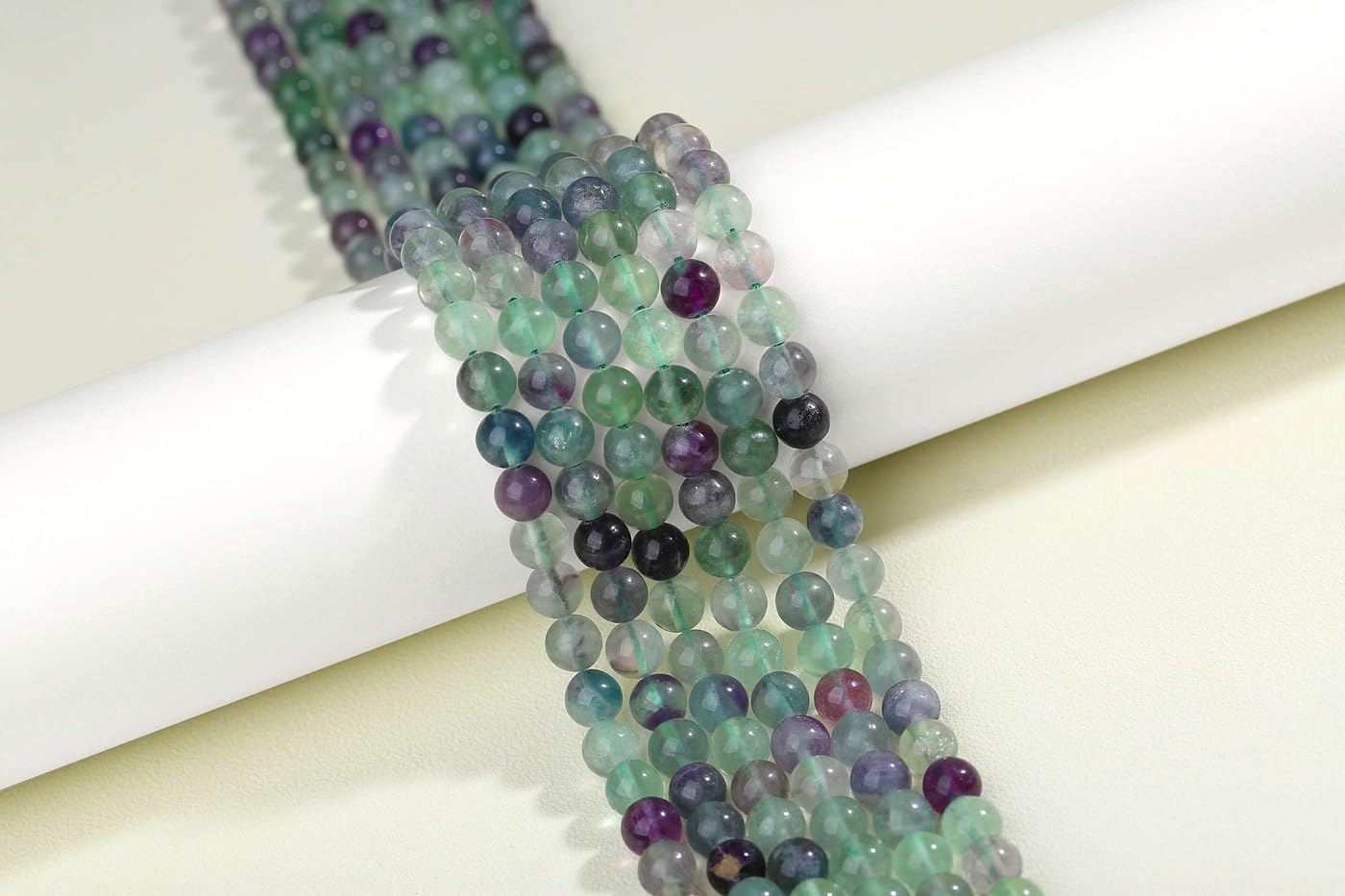 LAIDANLA Colorful Fluorite 8mm Natural Stone Beads Round Loose Gemstone Stone Beads for DIY Bracelet Necklace Earrings Jewelry Making Polishing Genuine Real Beading Crystal 96PCS 2 Strand 32"