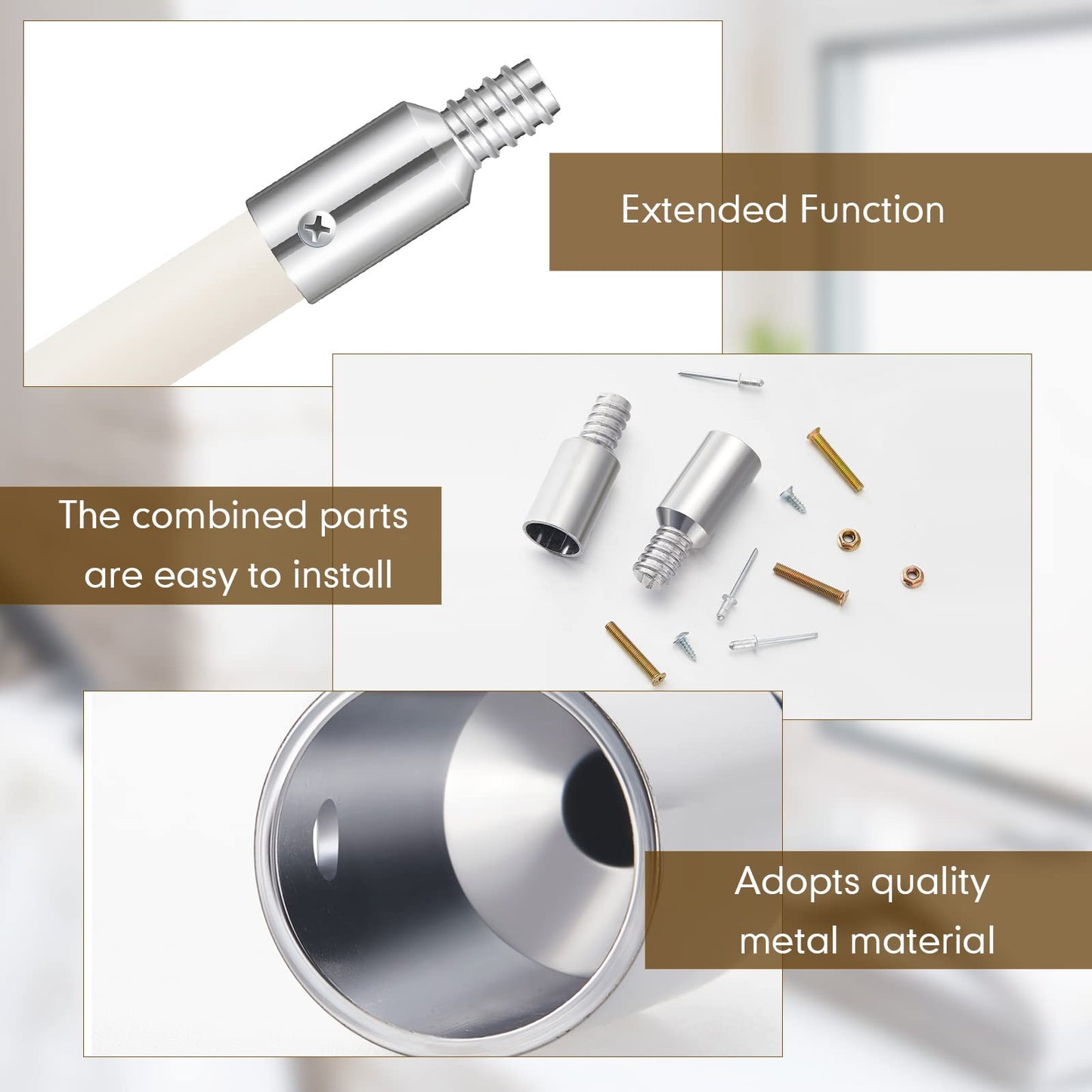 Zhengmy 6 Pcs Threaded Tip Replacement, Broom Handle Threaded End, Pole Handle Replacement, Extension Pole Adapter Tips for Metal Broom(1 Inch)