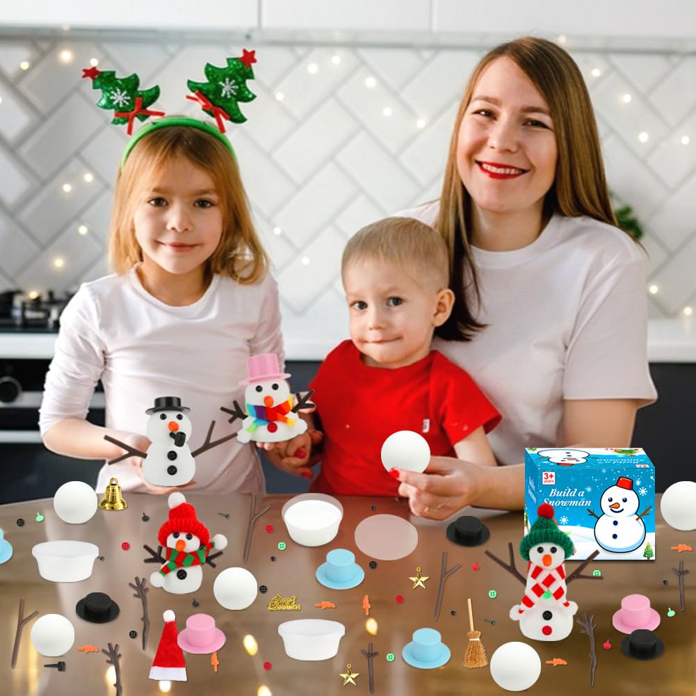 Build a Snowman Kit, 10 Pack Air Dry Modeling Clay Art Craft Supplies Christmas Crafts for Kids Ages 4-8 8-12 Christmas Activities Party Favors Toddler Boys Girls Stocking Stuffers Gifts Xmas Decor