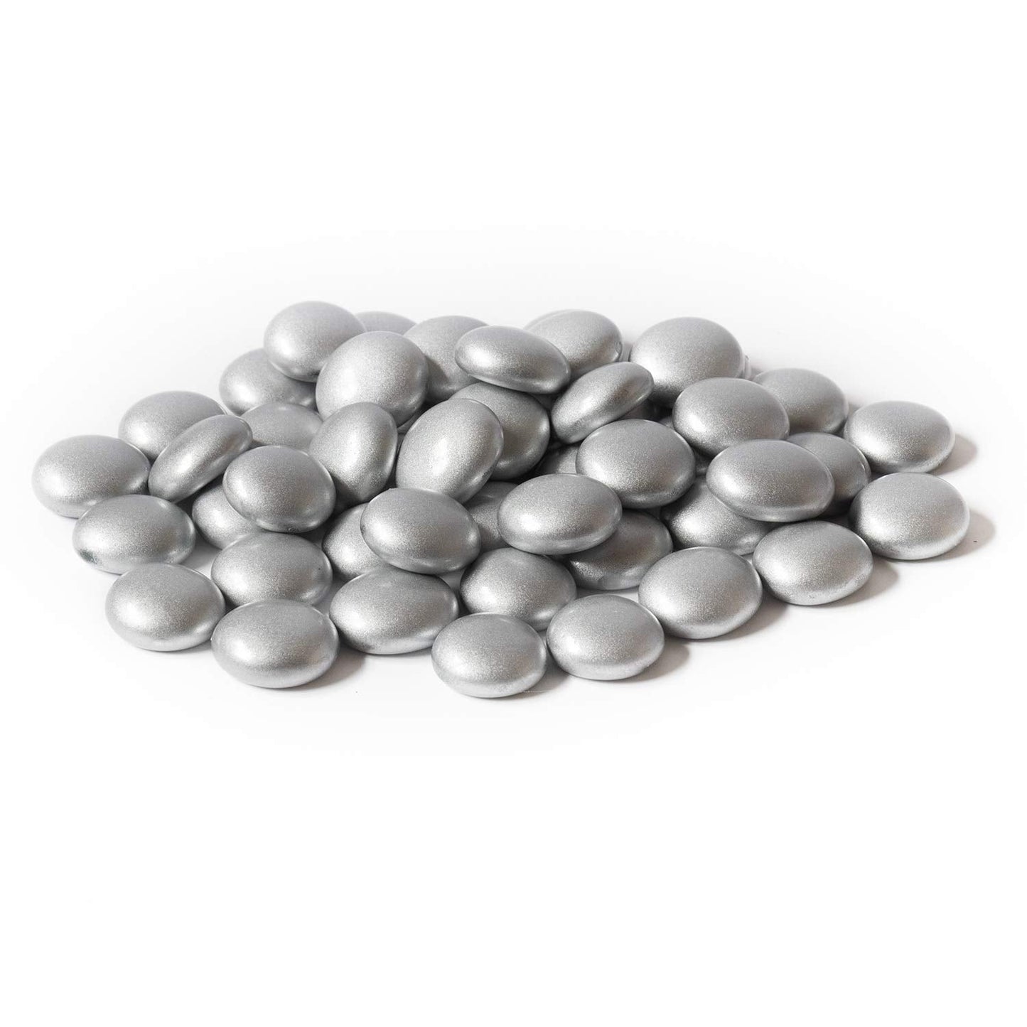 Royal Imports Glass Flat Marbles Stones Rocks, Party Table Scatter, Wedding Centerpieces Decor, Aquarium Pebbles, Vase Filler Gems, 5 LBS (Approx 500 pcs), Silver