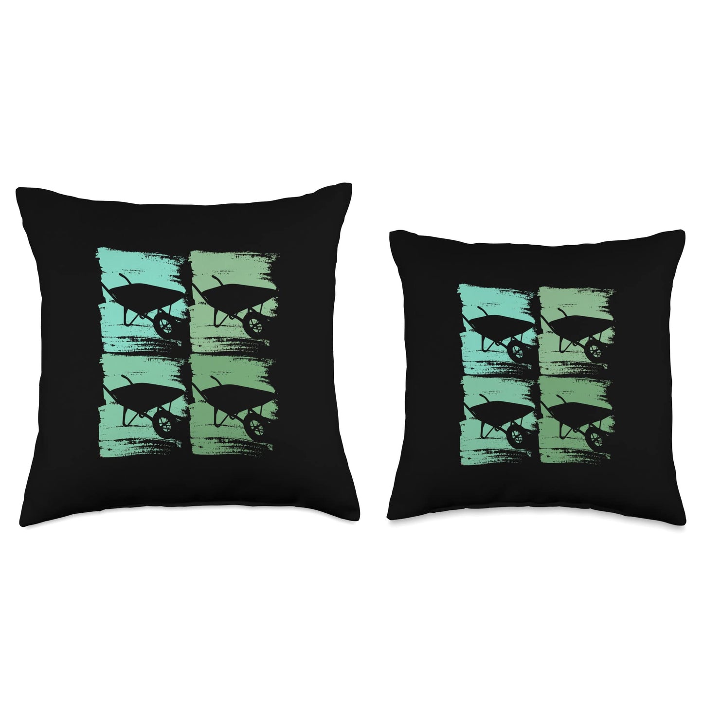 Wheelbarrow Gardener Retro Graphic, Wheelbarrow Throw Pillow