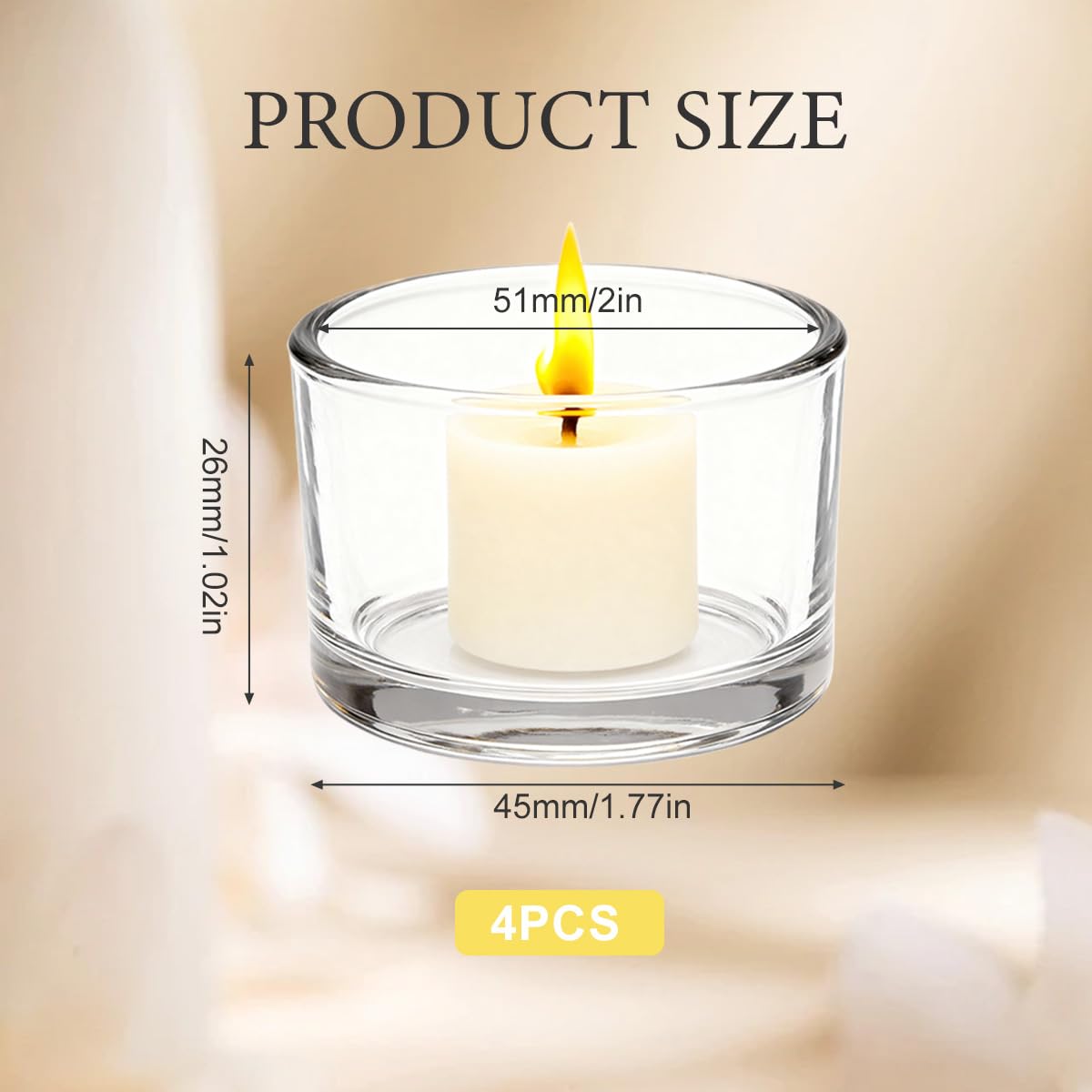 4 Pcs Clear Glass Candle Holders Cylinder Tea Light Candle Holders for Weddings Birthdays Parties Home Decor