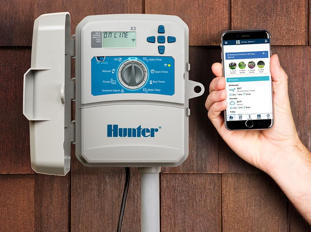Hunter Hydrawise X2-400 4 Station Hydrawise Controller Bundeled with Wand WiFi Module X2 4 Zone Outdoor or Indoor Smart Internet X2400 Irrigation Timer