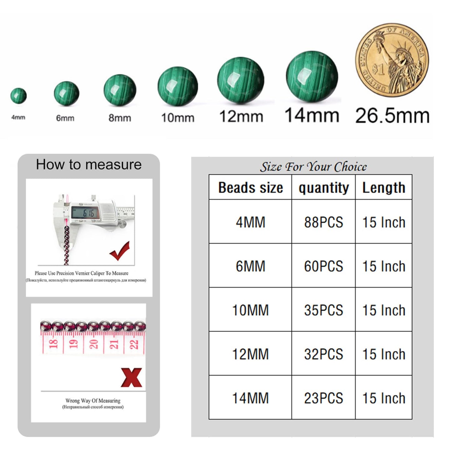 45PCS 8MM Natural Grey map Beads Round Loose Stone Beads for Jewelry Making DIY Energy Stone Healing Power Bracelet 15"