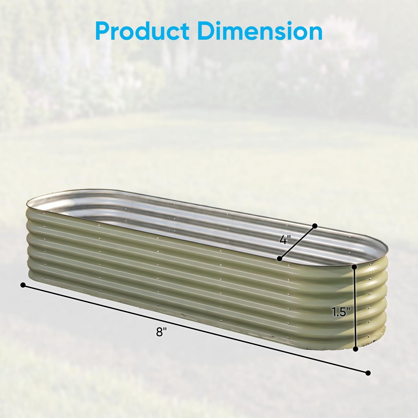 TABU Galvanized Raised Garden Bed Outdoor, 8x4x1.5 Ft Metal Planter Box with Anti-Cutting Edge, Rust-Resistant Garden Bed Kit for Outdoor Gardening, for Vegetables, Flowers, Herbs, Green