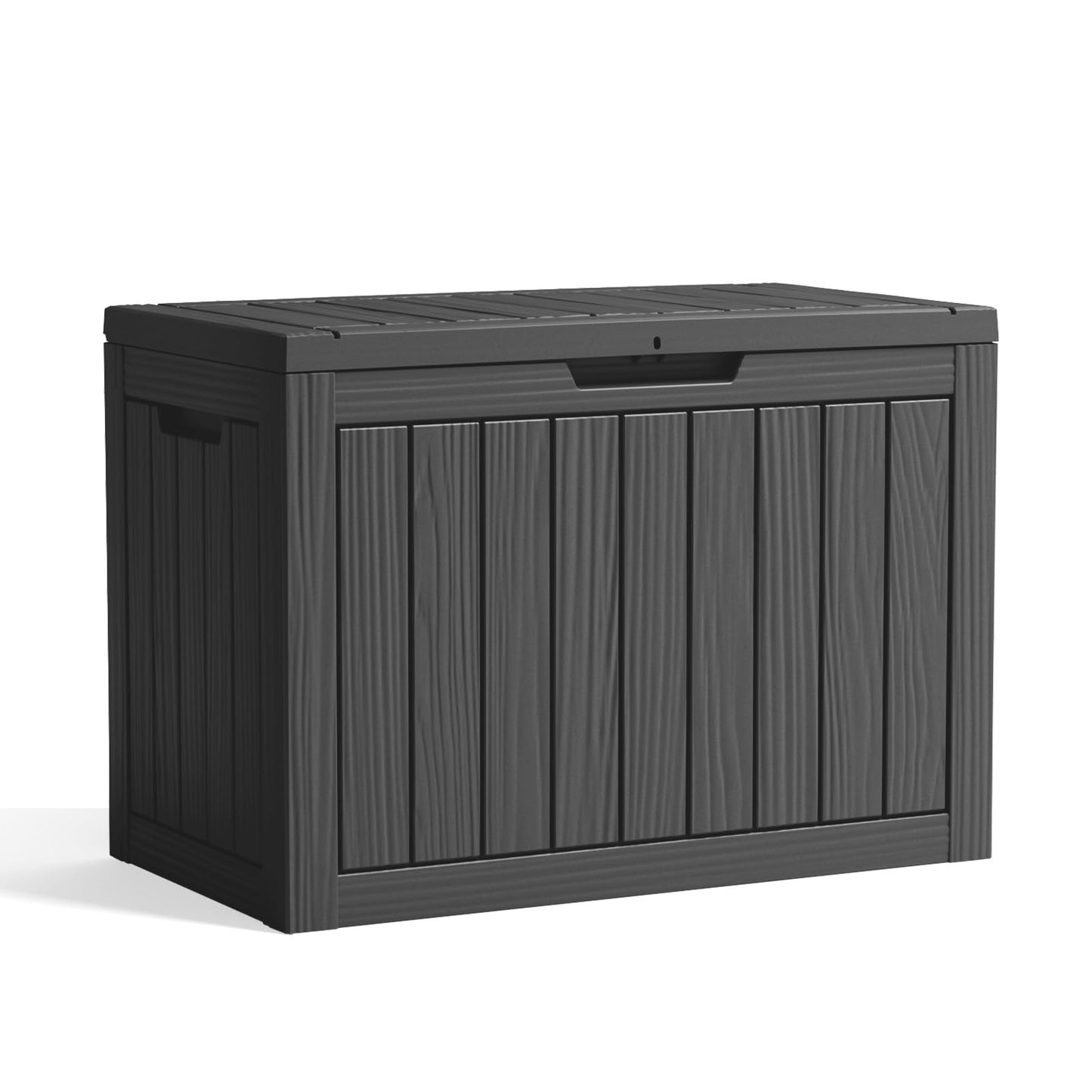 PatioZen 45 Gallon Resin Deck Box, Lockable Patio Outdoor Storage Box for Furniture, Garden Tools and Tools Storage, Waterproof Outside Storage Boxes - Black