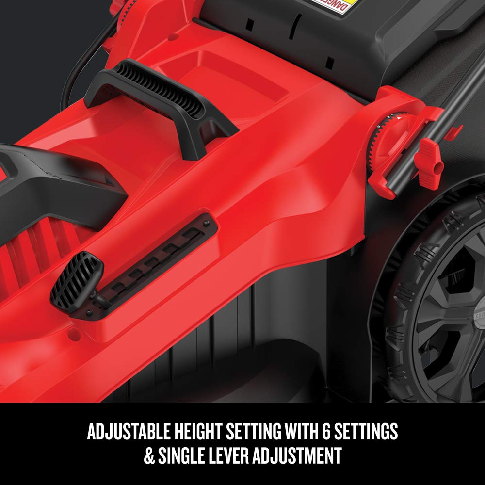 CRAFTSMAN Electric Push Lawn Mower, 20-Inch Deck, Corded, Powerful 13-AMP Motor, 6 Setting Height Adjustment, Winged Blades, 3 in 1 Bagging, Mulching and Discharge (CMEMW213)