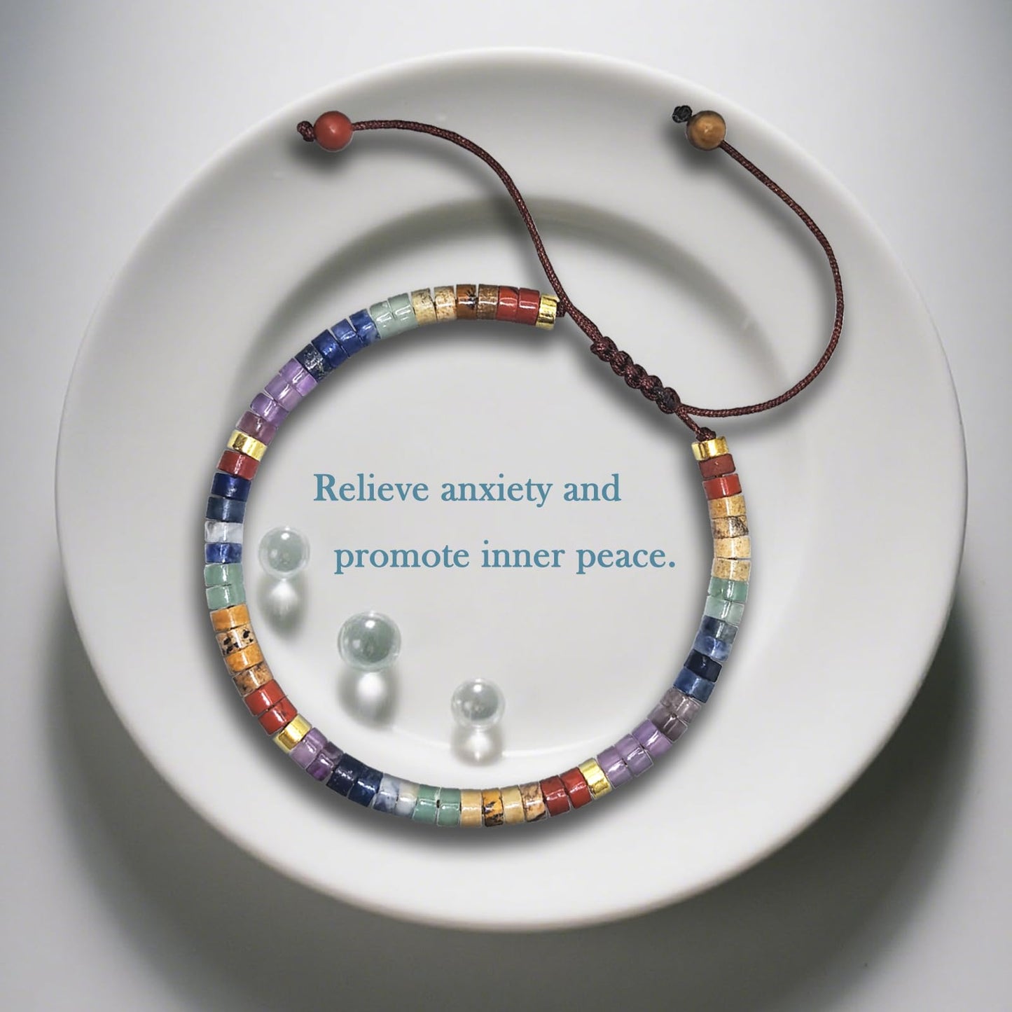 Vyooxcy Chakra Bracelets for Women，7 Chakra Bracelet Crystal Beaded Healing Bracelet for Women Spiritual Bracelets ，Healing Crystals Meditation Relax Women Anxiety