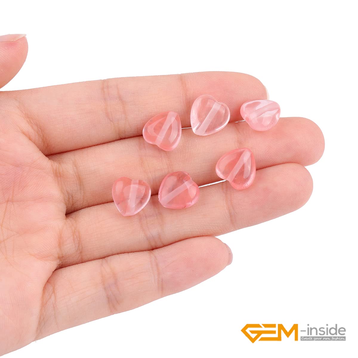 GEM-Inside 10mm Heart Charms Red Pink Waterlemon Crystal Beads for Jewelry Making Full 15" Strand Power Energy Healing Chakra Stone Beads