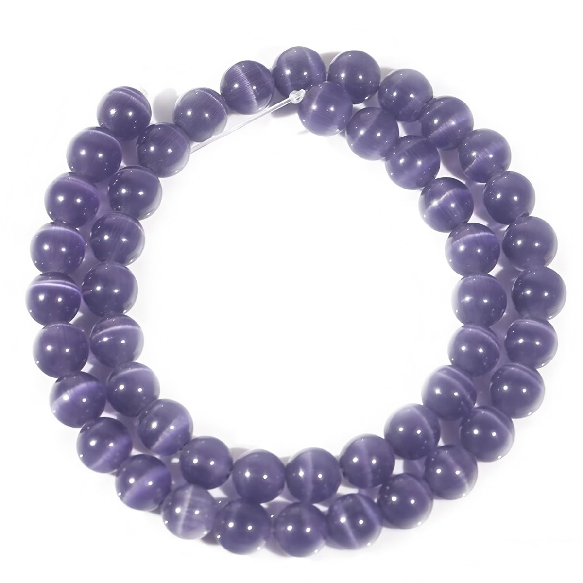 HAAMIIQII 8mm Purple Violet Cat Eye Glass Round Crystal Stone Loose Gemstone Beads for Jewelry Making Bracelets Necklaces Earrings Crafts (45-50pcs)