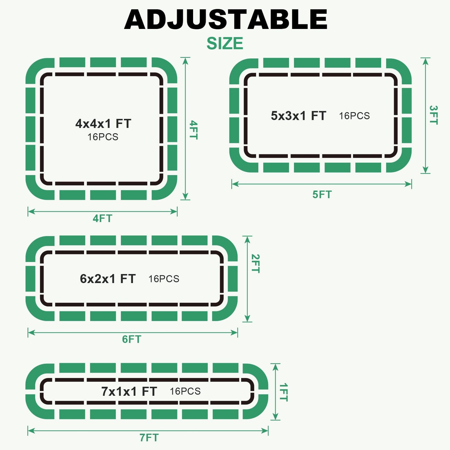1MORE Raised Garden Bed -5X3X1 Galvanized Planter Box for Outdoor Gardening,4 in 1 Modular Raised Bed Kit with Protective Tape, Gloves for Herb，Ideal for Vegetables and Plants.Green-2Pack