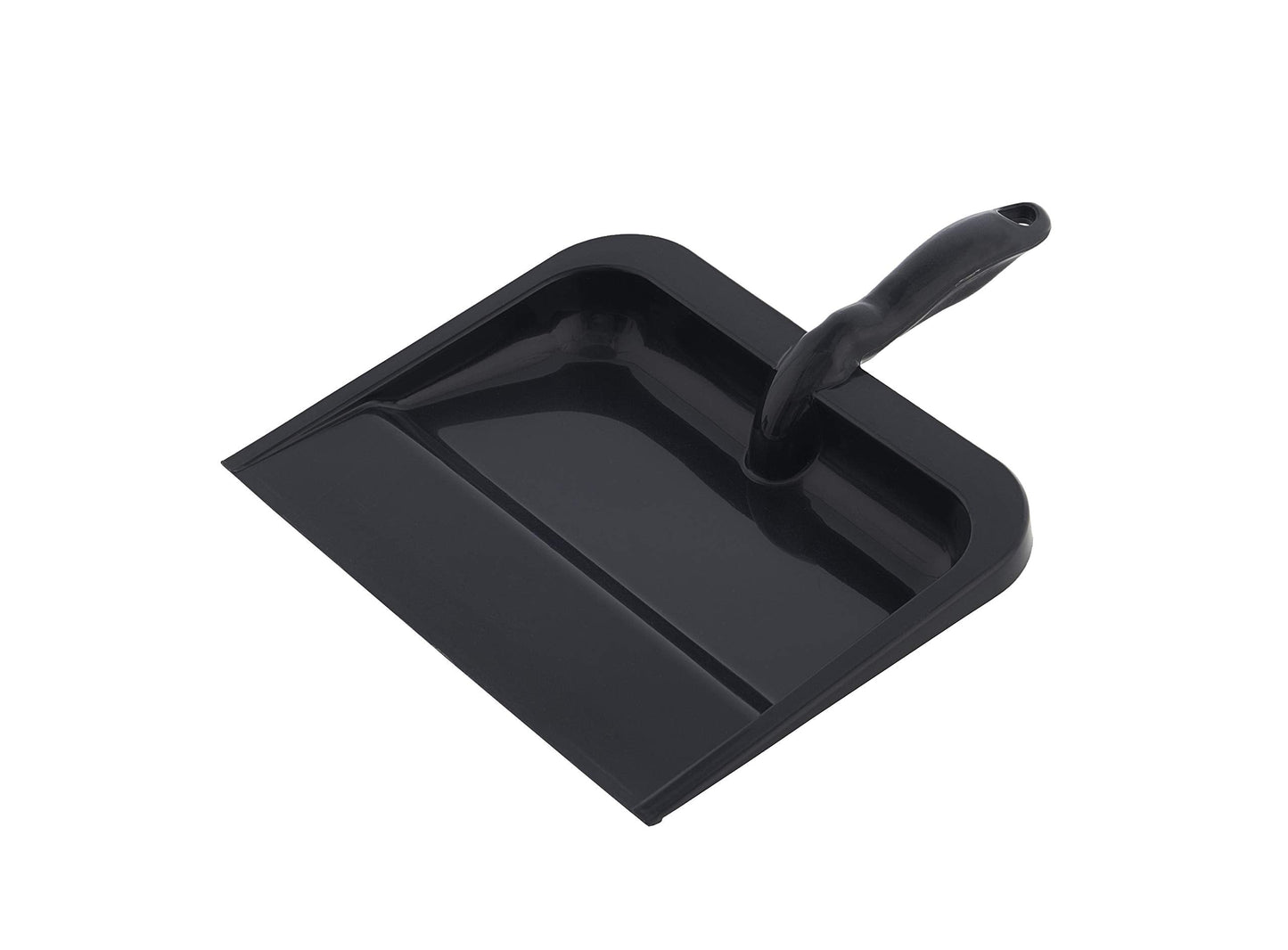 Superio Heavy Duty Plastic Dustpan with Comfort Grip Handle Black, Durable, Lightweight Multi Surface Dust Pan Easy Broom Sweeping, 10 inches Wide, 1-Pack