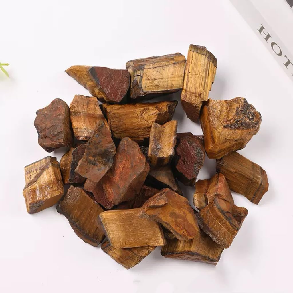 1LB Natural Tiger Eye Stone Raw Healing Crystals, Energy Stones for Meditation, Reiki, Chakra Balancing, Home Décor and Spiritual Gifts (30-50mm)