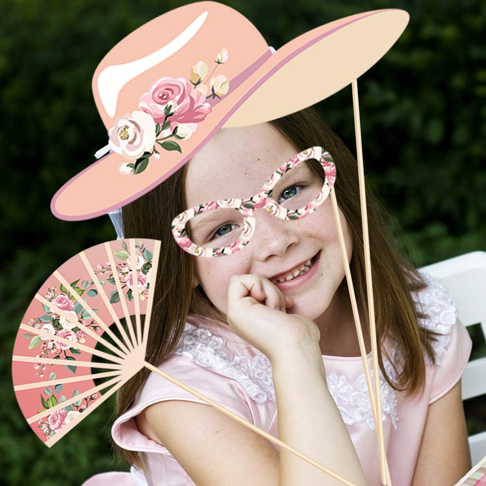 Tea Party Photo Booth 25PCS Party Supplies Holiday Picture Decorations Photo Booth Props for Party Favors Pose Sign Kit Fun for Party
