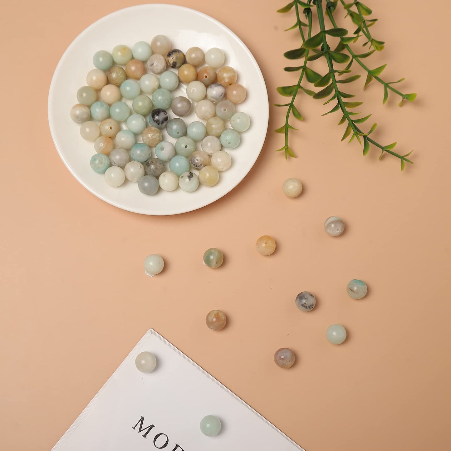 45pcs 8mm Natural Amazonite Gemstone Beads Energy Healing Crystal Round Loose Stone Beads for Jewelry Making, DIY Bracelets Necklaces